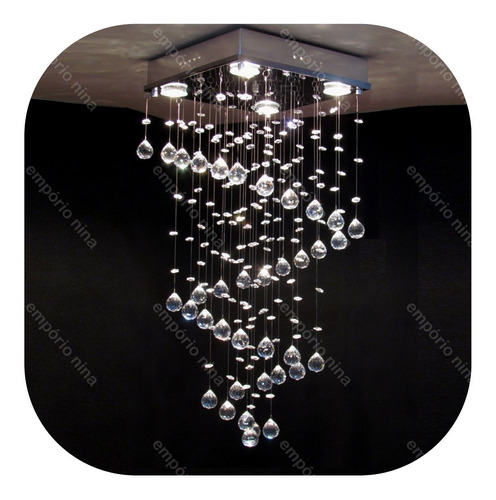 Lustre De Cristal Acrílico Bright A135z  Base Inox Espelhada