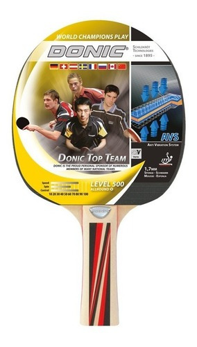 Paleta Ping Pong Donic Schildkrot Top Team 500 Tenis Mesa Madera Vario Goma 1.7mm Tipo de mango FL (Cóncavo)