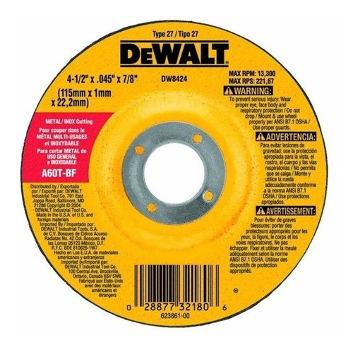  Disco Corte Dewalt Extra Fino 4 1/2