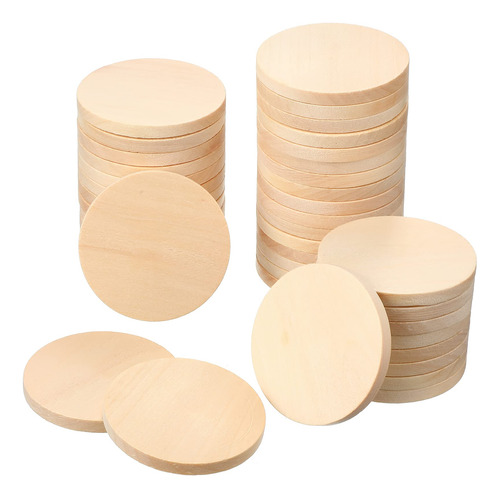 50 Piezas De Madera Natural De 2.0in De 0.2 Pulgadas De Disc