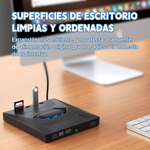 Grabador Dvd/cd Externo Lector Usb Type C Con Sd/tf Puerto