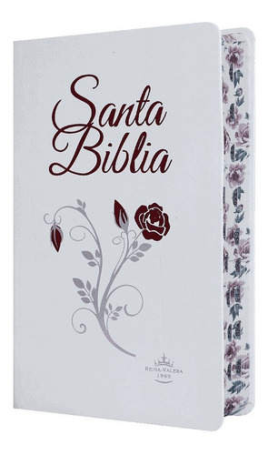 Imagen 1 de 10 de Biblia Rvr1960 Let. Grande Imitac. Piel Blanco Flor E Índice