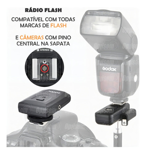 Rádio Flash Godox Ct16 Com Suporte Para Flash E Tripé 2m