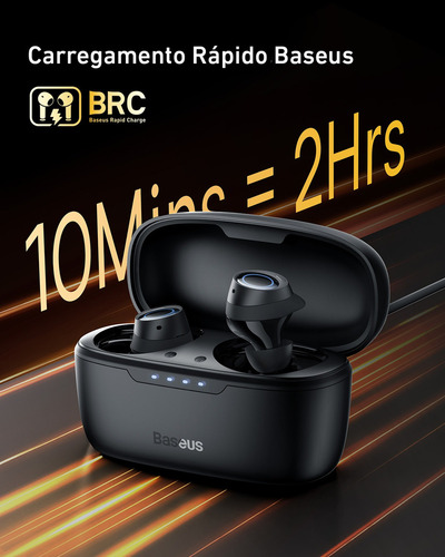 Fone De Ouvido Sem Fio Baseus Tws Bowie Ma10 Anc Hibrido Cor Preto