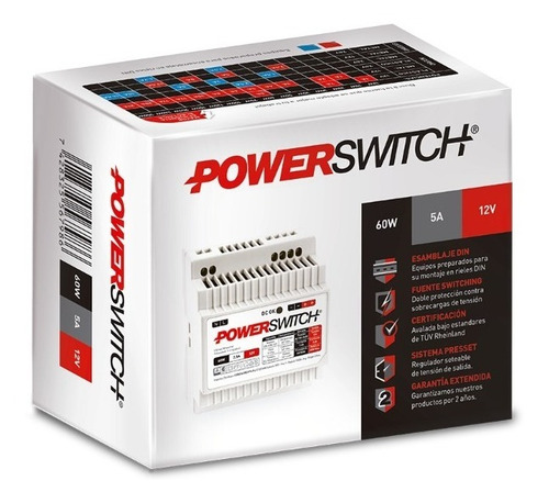Fuente De Alimentación Switching 60w 12v 5a Para Riel Din