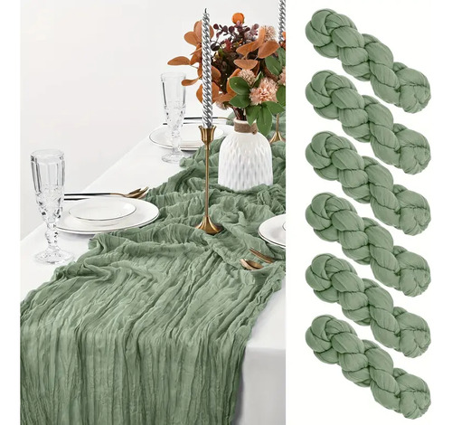 Mantel Table Runner Semitransparente, Gasa, 6 Unidades