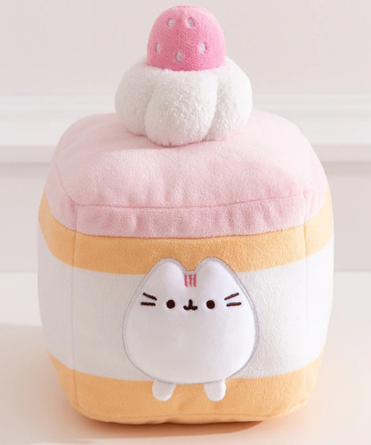 Peluche Gato Pusheen Cat Bizcocho De Fresa Squisheen Gund Color Rosa Claro