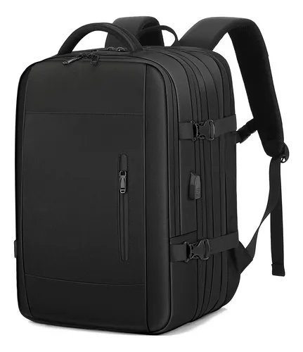 Mochila Viagem Expansível Masculina Avião Notebook Feminina Preto