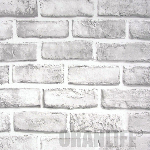 Imagen 1 de 10 de Papel Tapiz Ladrillos Blanco Adhesivo 45cm X 10 Mt 3d Mayore