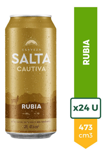 Imagen 1 de 9 de Cerveza Salta Cautiva Rubia Lata 473ml Pack X24 Oferta