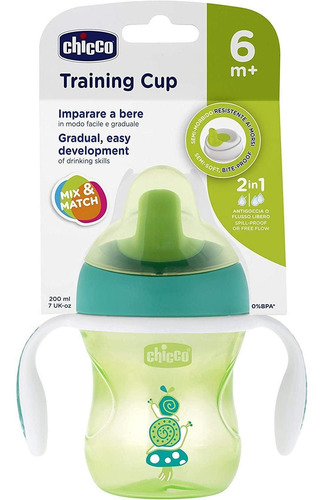 Imagen 1 de 2 de Chicco Biberon Training Cup Neutral, 6 Meses+, Colores Verde