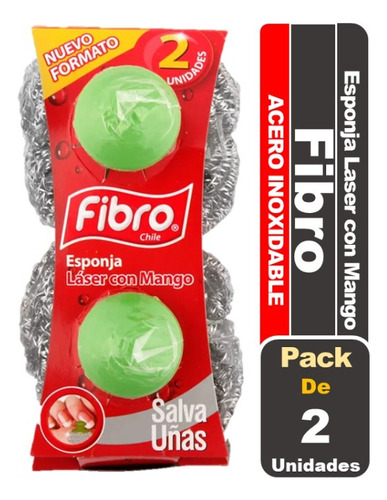 Esponja De Acero Silver Con Mango Fibro 2 Unidades