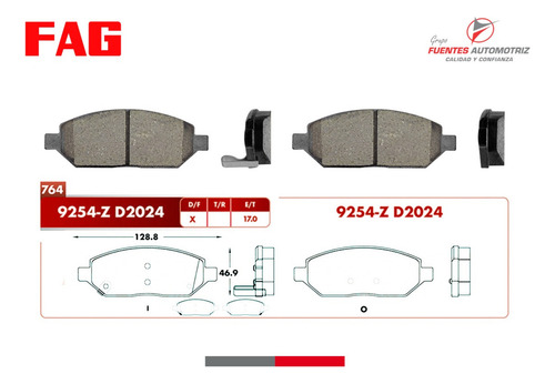 Jgo Balatas Delanteras Para Chevrolet Spark Ls 1.4 2016 2017