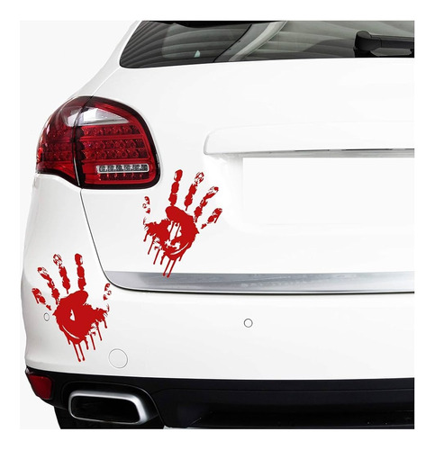 Sticker Para Auto Halloween Manos Sangre Gracioso Lavables