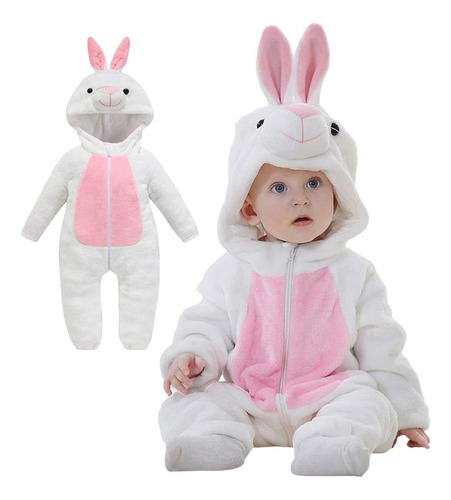 Pijama Y Disfraz Enterito Polar Bebés Niñas Coneja Blanca
