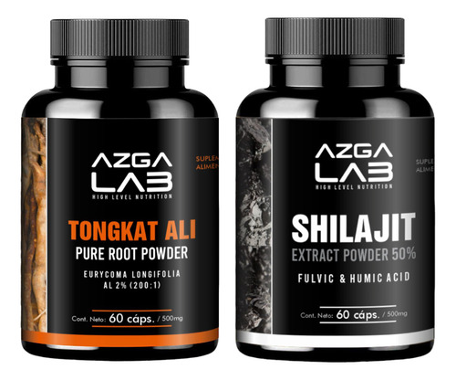 Kit Shilajit + Tongkat Ali Azga Lab Más Testosterona Sabor Sin Sabor