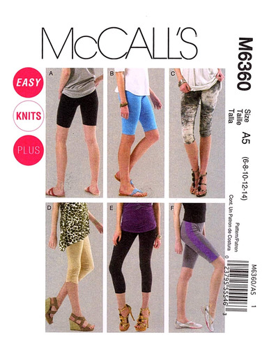 Mccalls Patterns M - Leggings Para Mujer En 4 Longitudes, T.