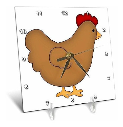 3drose Farm Ilustración De Pollo Marrón Y Rojo - Reloj De Es