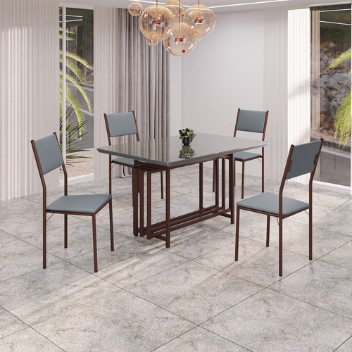 Conjunto Sala De Jantar Mesa 120x90cm Base Pérola Tampo Wt