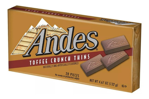 Chocolate Con Menta Importado Andes Toffee Crunch Thins 