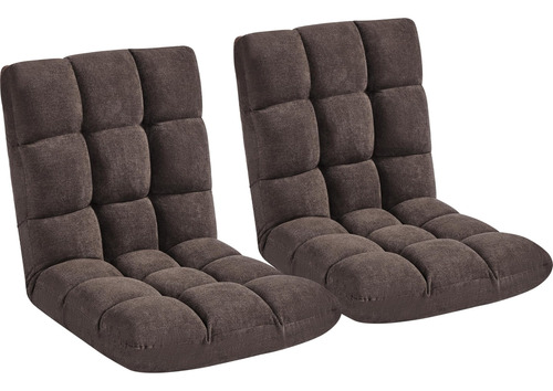 Silla Plegable Con Respaldo 14 Posiciones Color Marrón 2pcs