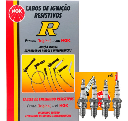 Kit Cabos + Velas Ngk Fiat Palio 1.0 8v Fire Flex 2005/