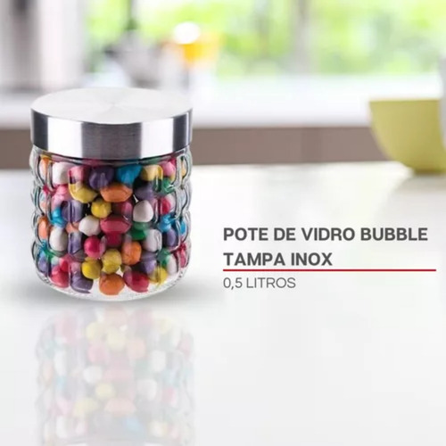Jogo De Potes Redondo Mantimentos Tampa Rosca 3 Peças 800ml