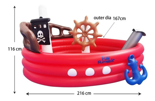 Barco Pirata Inflable Alberca Acuatico 2 Mts Con Rociador