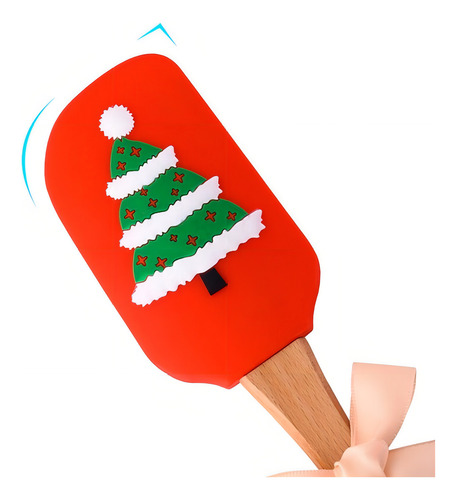 Espátula Con Diseño Navideño De Silicón Pino Navidad Color Rojo