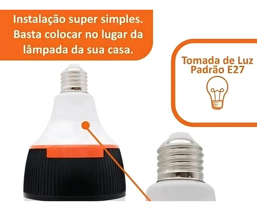 Kit 4 Lâmpada De Emergência Led Bivolt 6h Ligada Sem Energia
