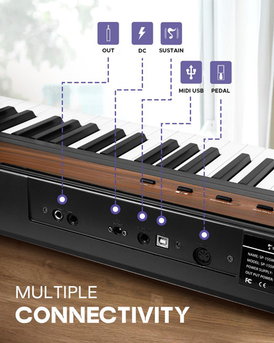 Piano Digital Compacto De 88 Teclas Con Soporte Y Altavoces Paquete De Teclado Sp-15sw + Soporte De Piano Portátil