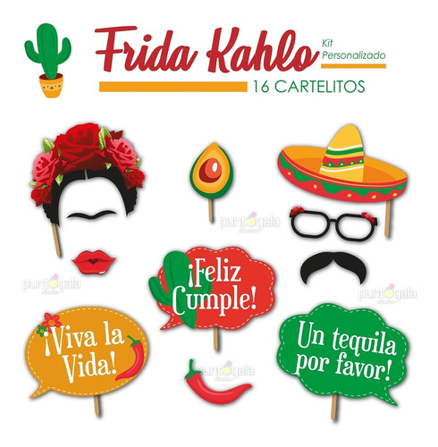 Photoprops Frida Kalho. Mexico Imprimible. Cartelitos Frases