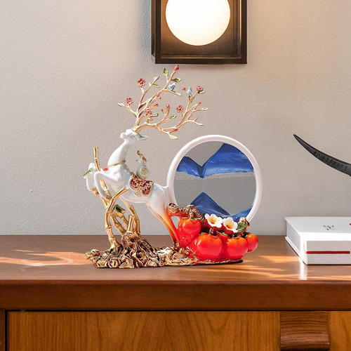 Imagen Decorativa Con Arena , Escultura De Ciervo Para