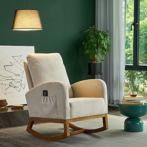 Mueble - Tita-dong Mecedora Tapizada, Sillón Con Acento De T