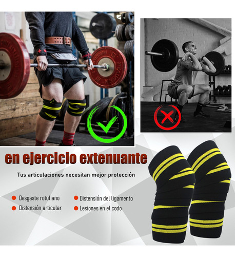Cddgl 1 Par Vendas Para Rodilla y 2pcs 5m Correa De Boxeo Autoadhesiva Elastica Rodilleras Gym Knee Wraps,Adecuado para Voleibol,Correr, Baloncesto, Fútbol,Gimnasio,deportes,Etc.