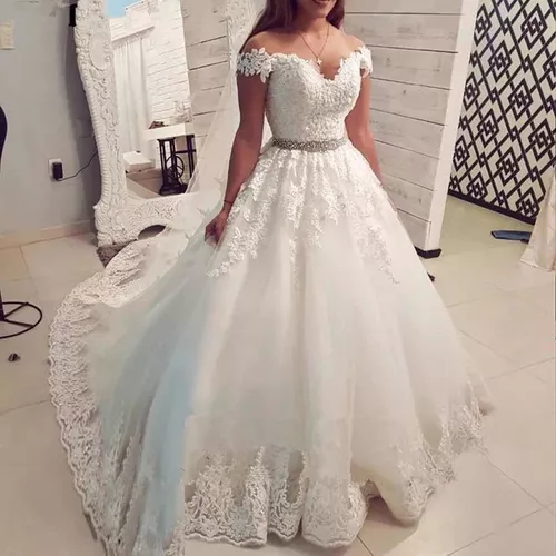 vestido noiva princesa ombro a ombro – Brilho das Noivas