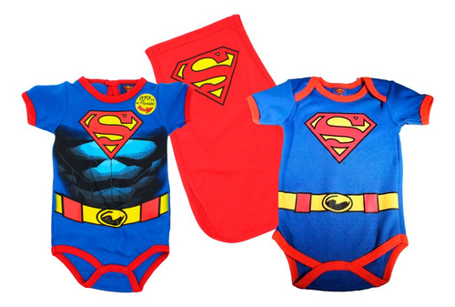 Pañalero Bebe Ropa Dc Comic Superman Musculos Capa Set 2 Pzs
