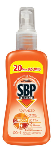 Repelente Spray sem Fragrância SBP Advanced Frasco 100ml Grátis 20% de Desconto