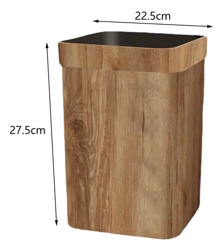 Cubo De Basura Decorativo De Grano De Madera Para Sala De Cuotas