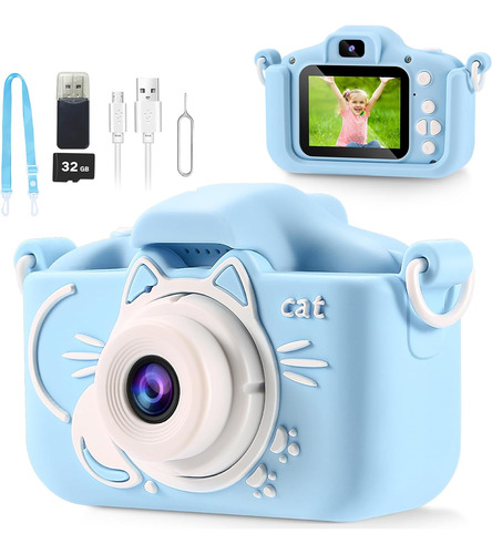 Cámara De Fotos Para Niños Con 2 Lentes, Reproductor De Mp3,