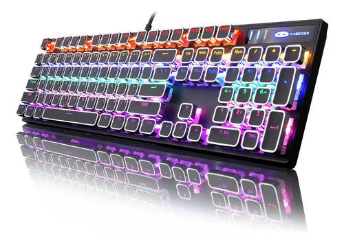 Teclado Mecánico Rgb Camiysn, Usb Tipo C, 104 Teclas, Negro