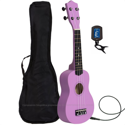 Imagen 1 de 10 de Pack Ukelele Electroacustico Soprano Colores Afinador Funda