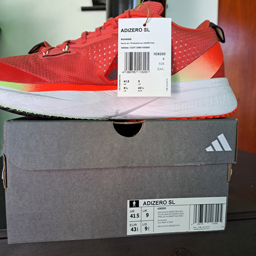 Zapatillas Running Adizero Sl Talle 41.5 Ar 9 Uk 9.5 Us