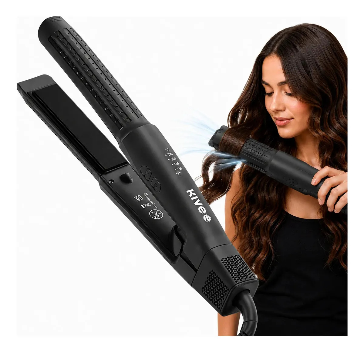 Chapinha 2 Em 1 Kive KV-865 Profissional Bivolt Alisa E Faz Cachos