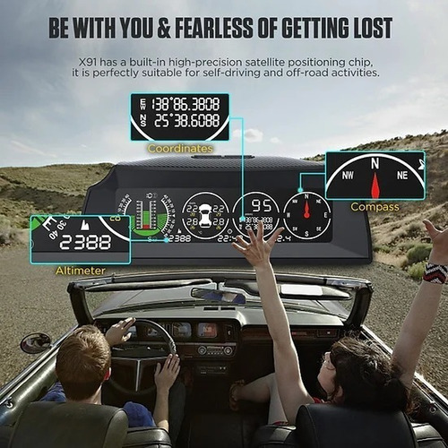 Medidor De Pendiente Gps Tpms X91 Autool Hud 3 En 1
