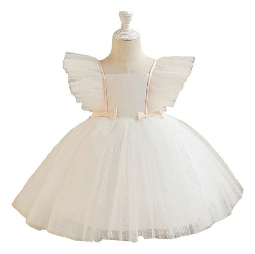 Vestido De Niña Blanco Para Fiestas, Bautizos O Matrimonios