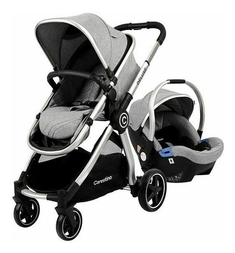 Coche de paseo Carestino Deluxe V2 V2 gris con chasis color plateado