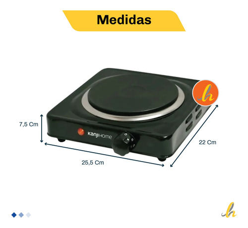 Imagen 3 de 10 de Anafe Eléctrico Kanjihome 1 Hornalla 1000w Negro Lh Cuotas