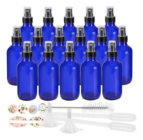 Starside Paquete De 16 Botellas De Vidrio Azul De 4.1fl Oz Y