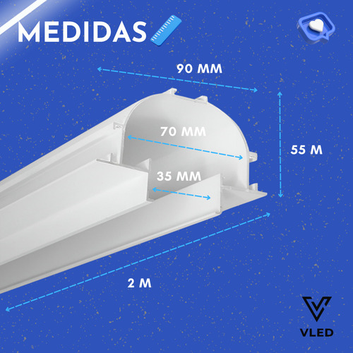 Perfil De Led Embutir No Frame Duplo C/ Iluminação Indireta